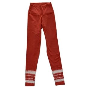 aerie red leggings white tie dye on ankle